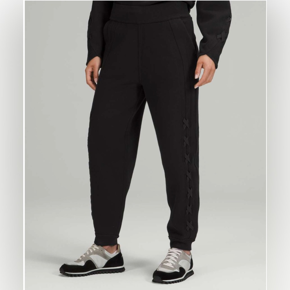lululemon athletica Black Lace-Trim Jogger Pants